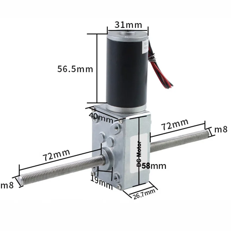 Двигатель червячной передачи постоянного тока 12 В 24 двухрезьбовой вал M8