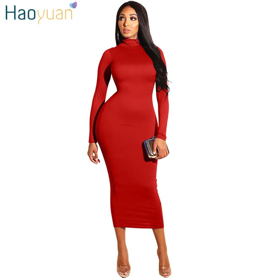 Женское платье миди с длинным рукавом и высоким воротником|Женские платья| |