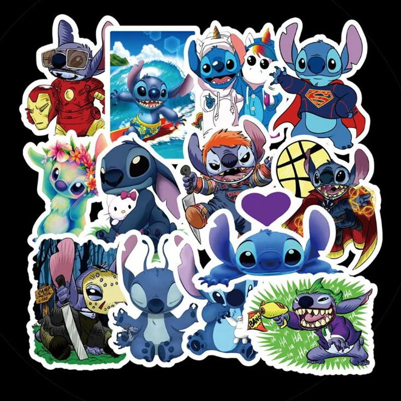 Pegatinas de dibujos animados de Stitch para Estuche De Viaje, pegatinas de Anime para equipaje de bicicleta, port&aacute;til, tel&eacute;fono, Notebook, nevera, 10/30/50 Uds.-3