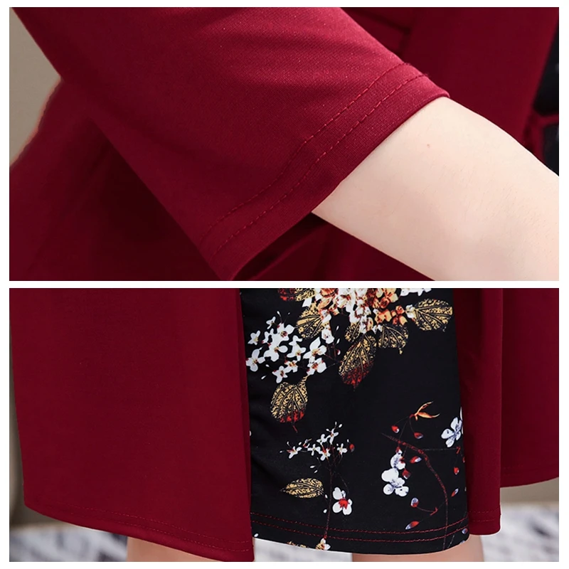 Женская обувь на каждый день Платье до колен размера плюс с длинными рукавами и