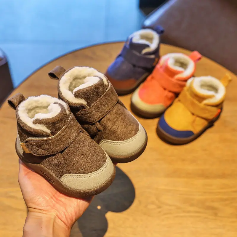 Winter Snow Boots Soft-soled Non-slip Baby Toddler Shoes Plus Velvet Cotton Shoes Girls Short Boots Baby Shoes Kids Snow Boots
