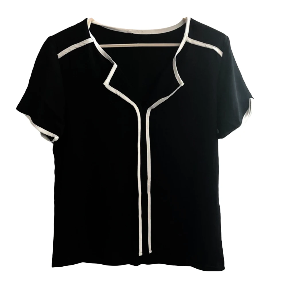 Женская летняя шифоновая блузка с коротким рукавом и V-образным вырезом | одежда