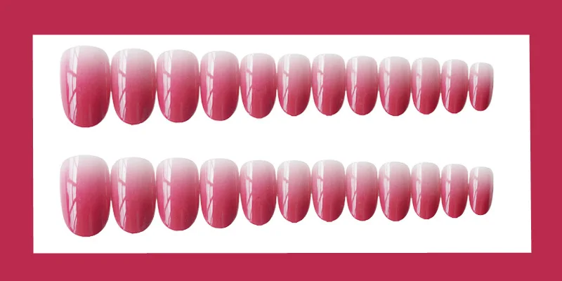 

24pcs Gradient False Nails Full Cover Artificial Red Pink Color Design Fake Nails Press On Nail Tips Short Nail Art Tips