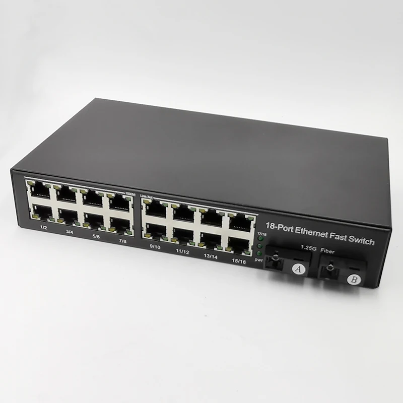 

Gigabit Ethernet switch Fiber Optical Media Converter Single Mode 16 RJ45 2 SC fiber Port 10/100/1000M