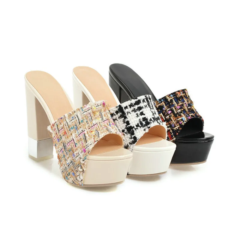

Women's Floral Thick-heel Platform Sandals and Slippers Women's High-heeled Shoes Open-toe Sandals