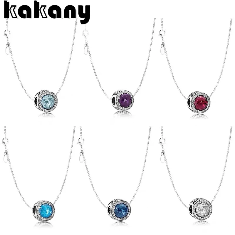 

High Quality 925 Sterling Silver Blue Heart Of The Sea ZT0139 Necklace Female Clavicle Chain Simple Christmas Gift