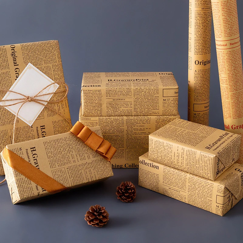 

Flower Packaging Material English Newspaper Bouquet Gift Packaging paper English Kraft Paper Wedding Gift packaging Accessories