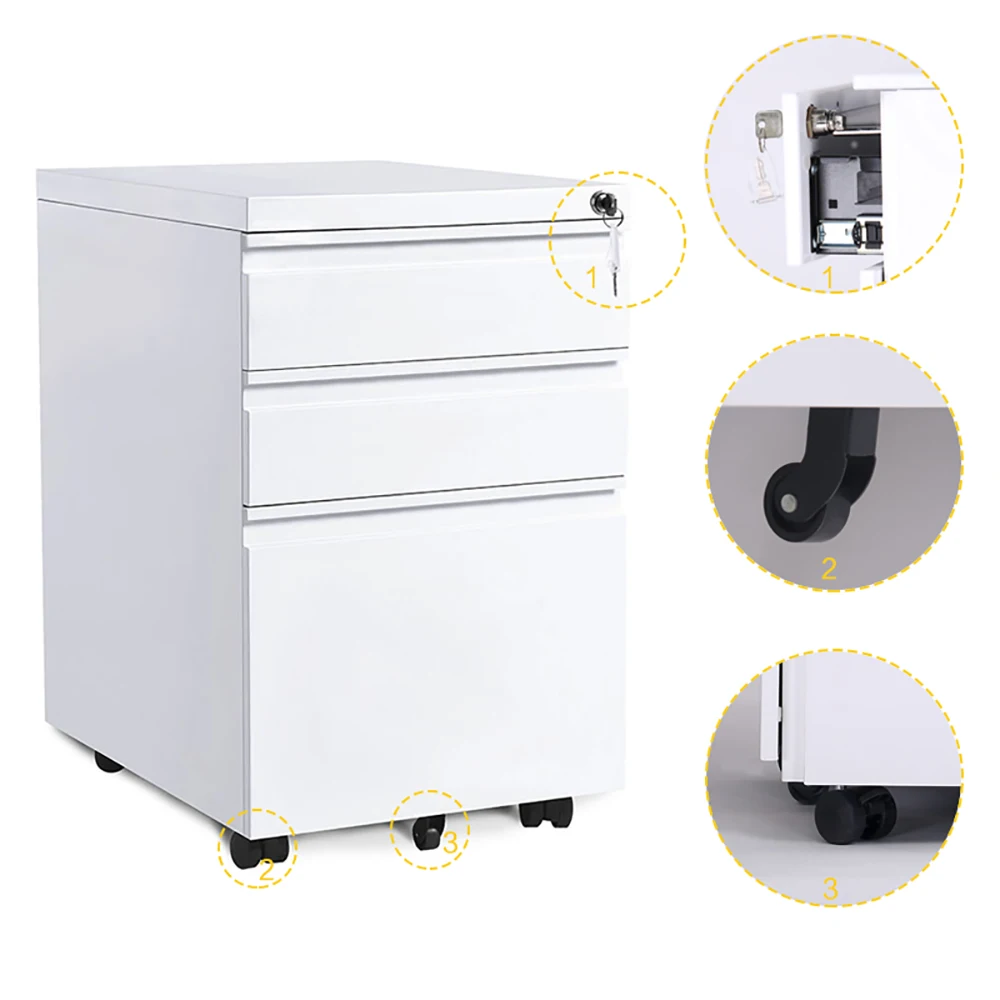 

HISTEEL 3 DRAWERS MOBILE CABINET Full assemble structure to save time and labor force 15.35L x 18.11W x 24.4H Inch