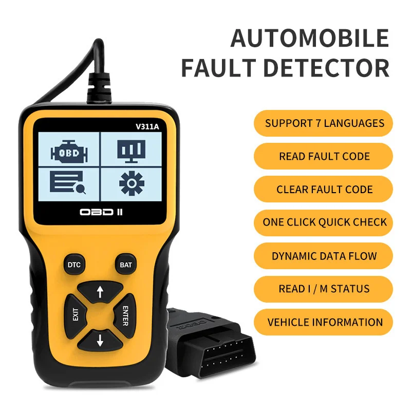 

Диагностический сканер OBD OBD2 ELM327, 5 шт., 8-15,5 в, несколько языков