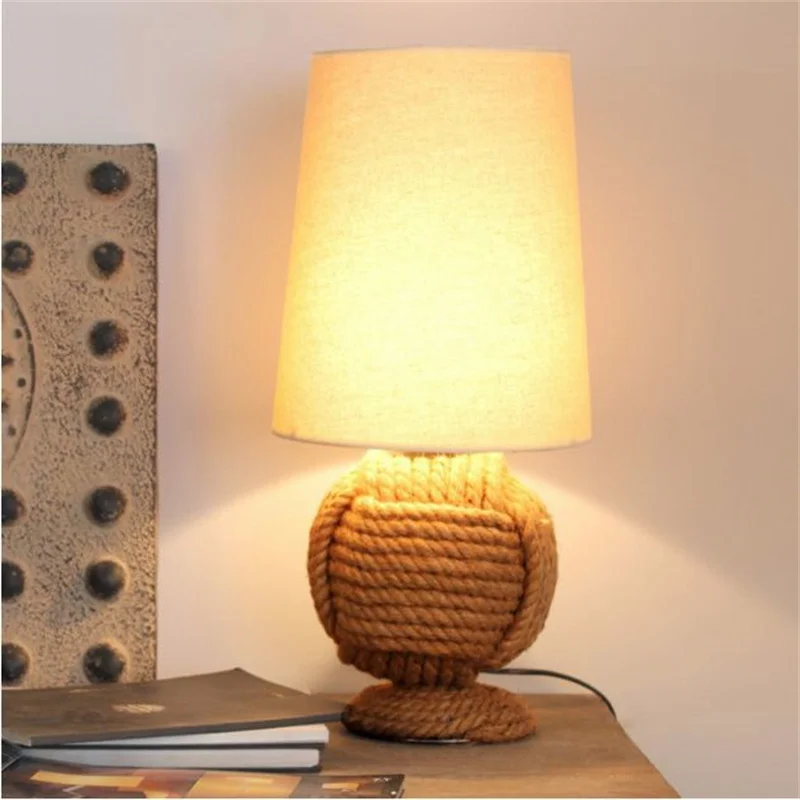 

Creative hemp cloth lamp living room bedroom bedside children's room decorative art lamp