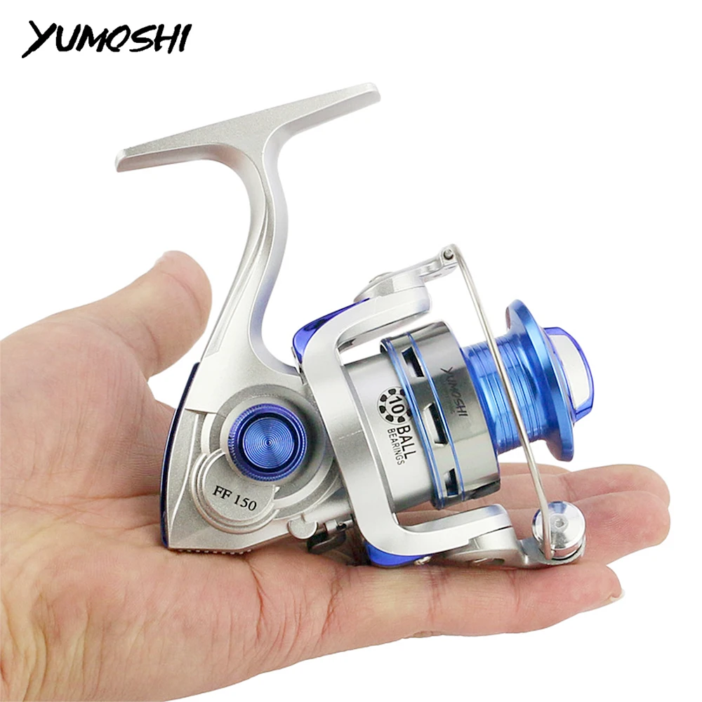 

YUMOSHI Mini Metal Spool Spinning Reels Saltwater 10BB 5.2:1 Fishing Reel Coil Fishing Accessories Sea Stainless Steel Handle