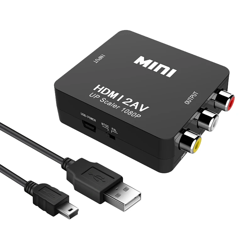 Black HDMI к RCA AV конвертер HDMI К AV адаптер Android tv Smart Box Ноутбук Chromecast для 1080P 720P 480P NTSC/PAL HDMI2AV - Цвет: Black