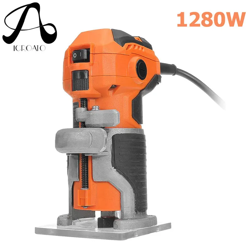 

1280W Electric Hand Trimmer Router Tool Combo Kit Carving Machine Wood Milling Engraving Slotting Trimming Machine Power Tools