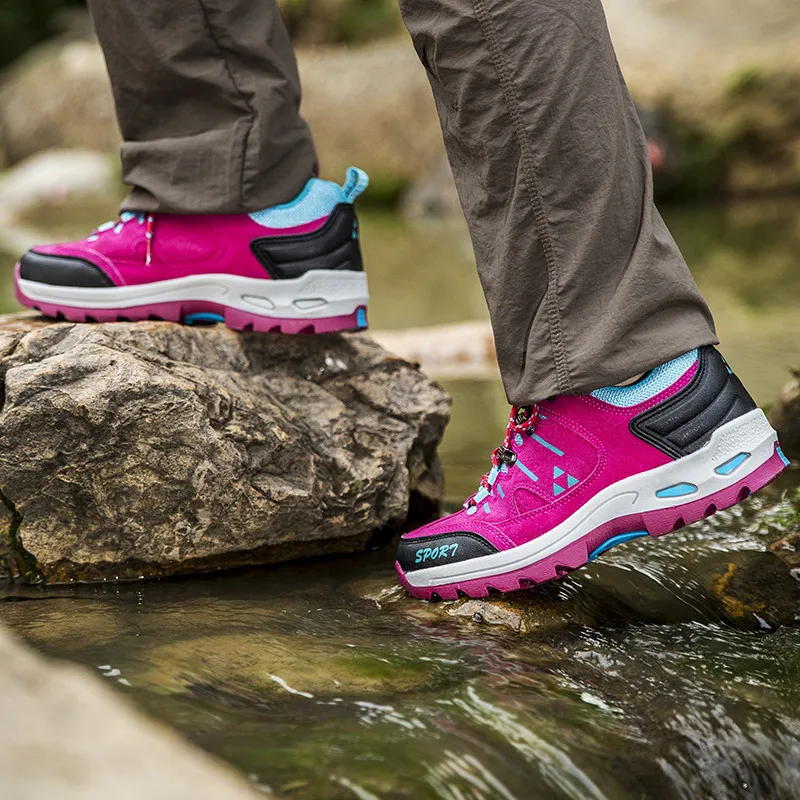 Camel Jinge Brand Breathable Hiking Shoes Men Couples Non-slip Rock Trekking Shoes Men Red Outdoor Protect Chunky Sneakers Women