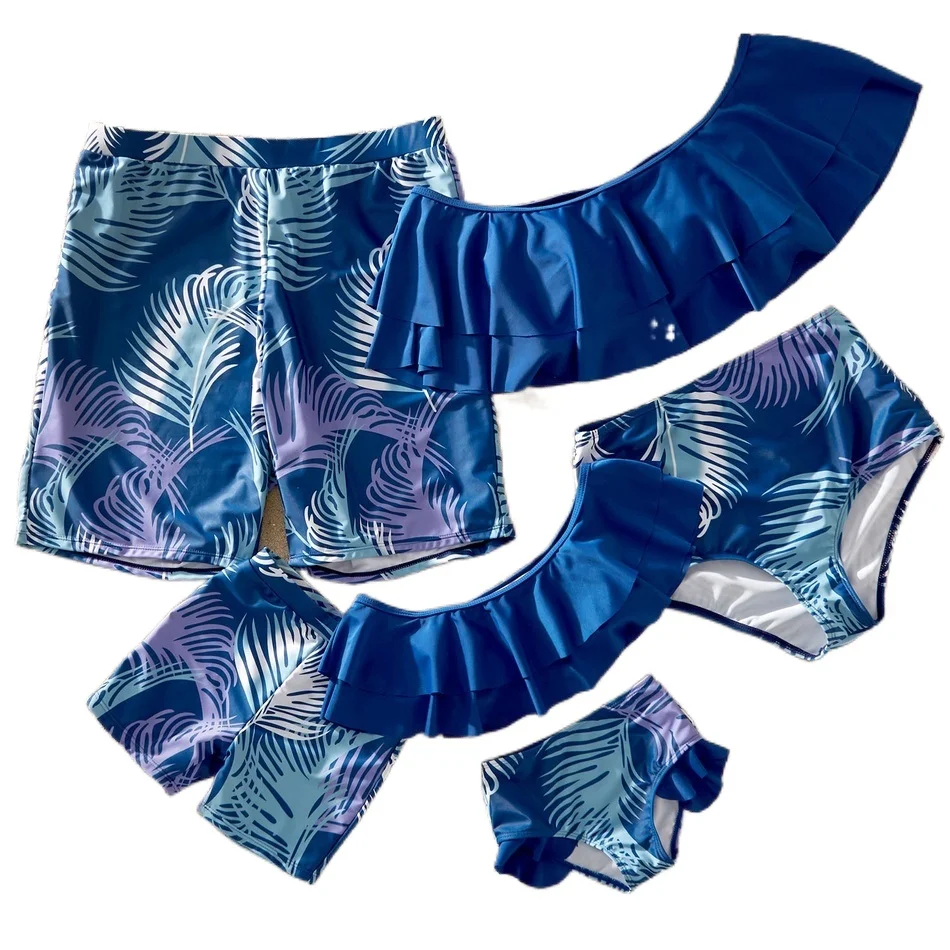 Семейный комплект для плавания одежда мамы и дочки купальник-бикини Шорты отца