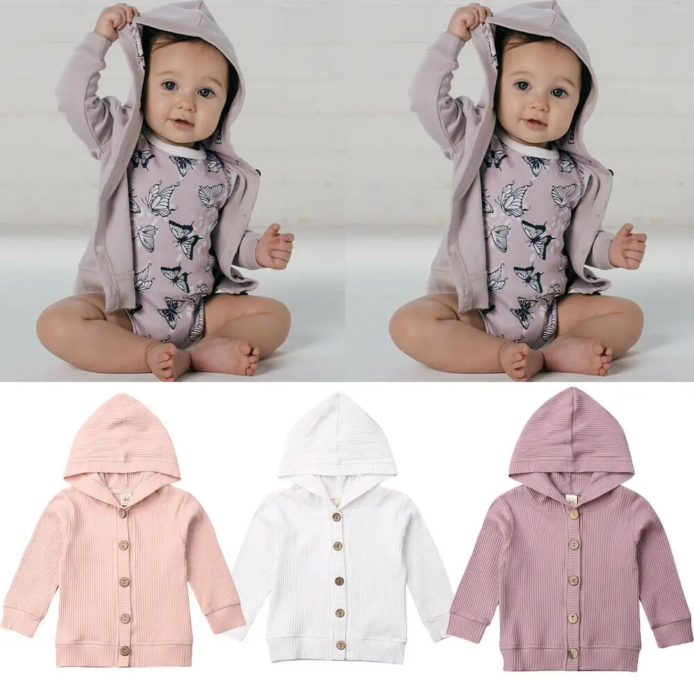 Детский однотонный вязаный кардиган с длинными рукавами для маленьких девочек