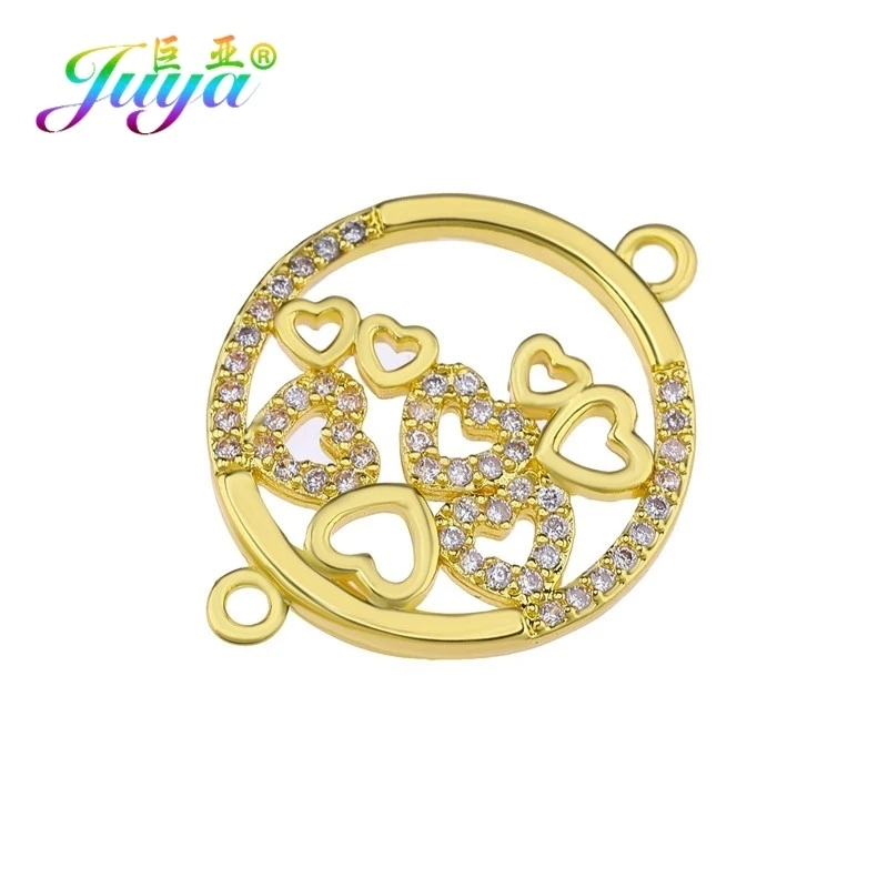 Juya Micro Pave Циркон золото/серебро/розовое золото Любовь Подвеска в виде сердца поставки для женщин модные ювелирные изделия - Окраска металла: Gold