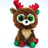 new 6 %e2%80%98%e2%80%9915cm ty beanie stuffed plush animals doll fudge the reindeer collectible big eye soft toys childrens christmas gift