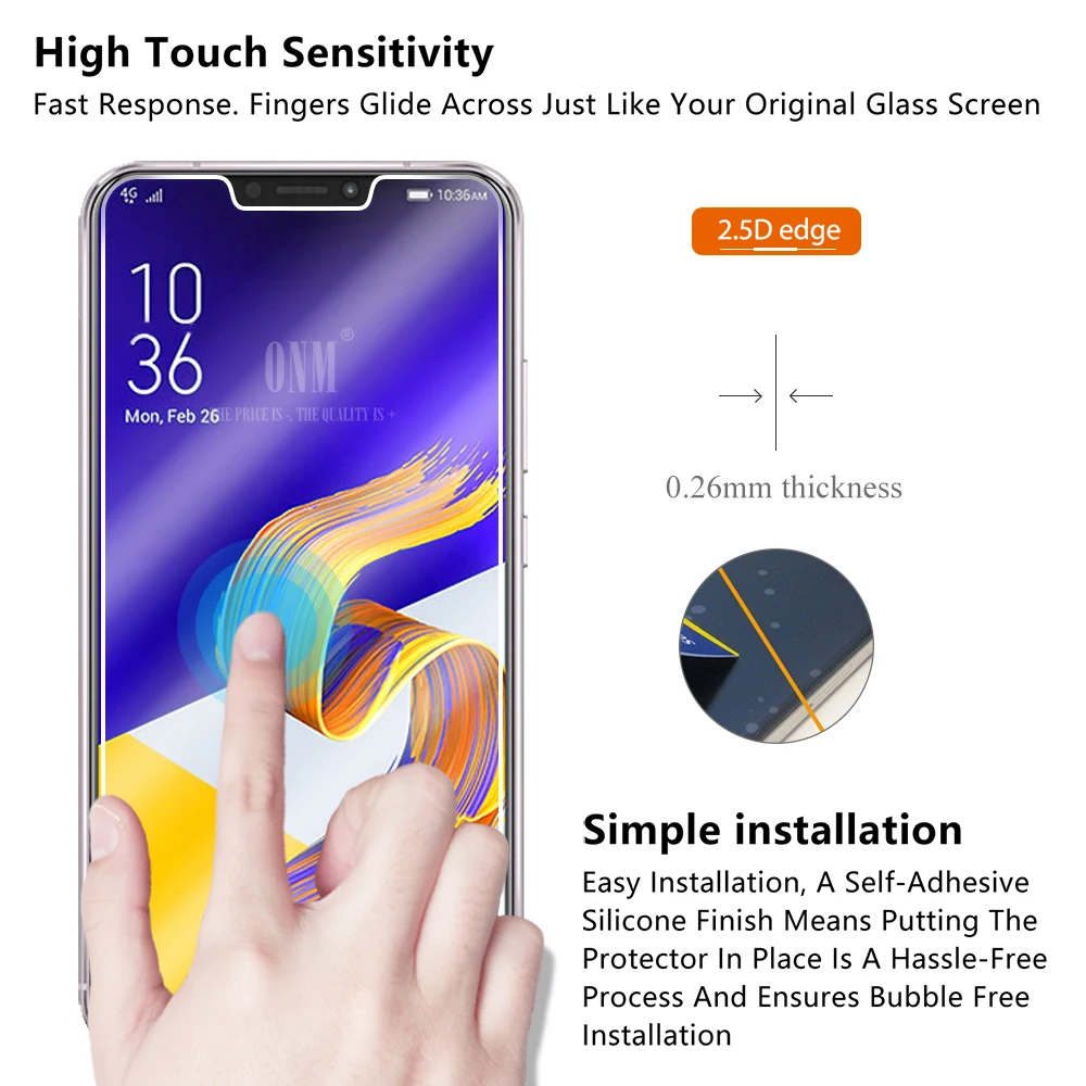 2 шт закаленное стекло для ASUS ZENFONE 5 ZE620KL Защита экрана Защитная стеклянная пленка |
