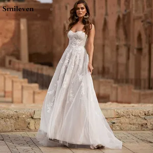 Smileven Lace Wedding Dresses Sweetheart Neck Appliques A Line Bride Dress Princess Wedding Gown Free Shipping robe de mariee