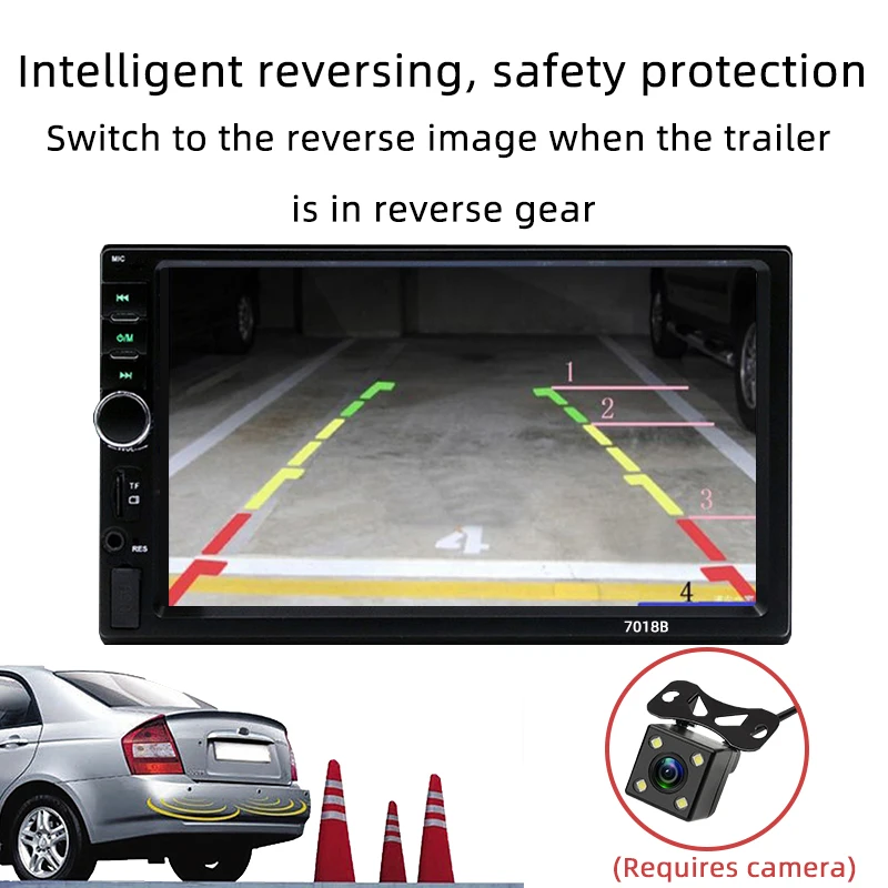 7-дюймовое Сенсорное автомобильное радио 2 Din Android MP5 проекция 1080P EQ звук 12 В