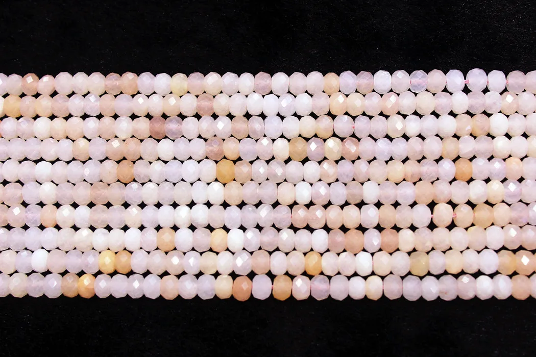 Бусины Рондель из натурального твердого граненого розового авантюрина нитка 4 на