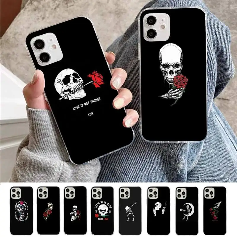 

Cartoon Cute Skull Phone Case for iPhone 11 12 13 mini pro XS MAX 8 7 6 6S Plus X 5S SE 2020 XR case
