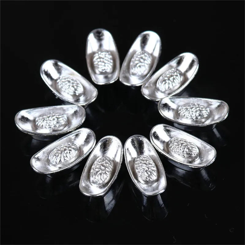 

10 шт./лот китайский Серебряный слиток фэншуй счастливый юанбао орнамент декор для Forture игрушки