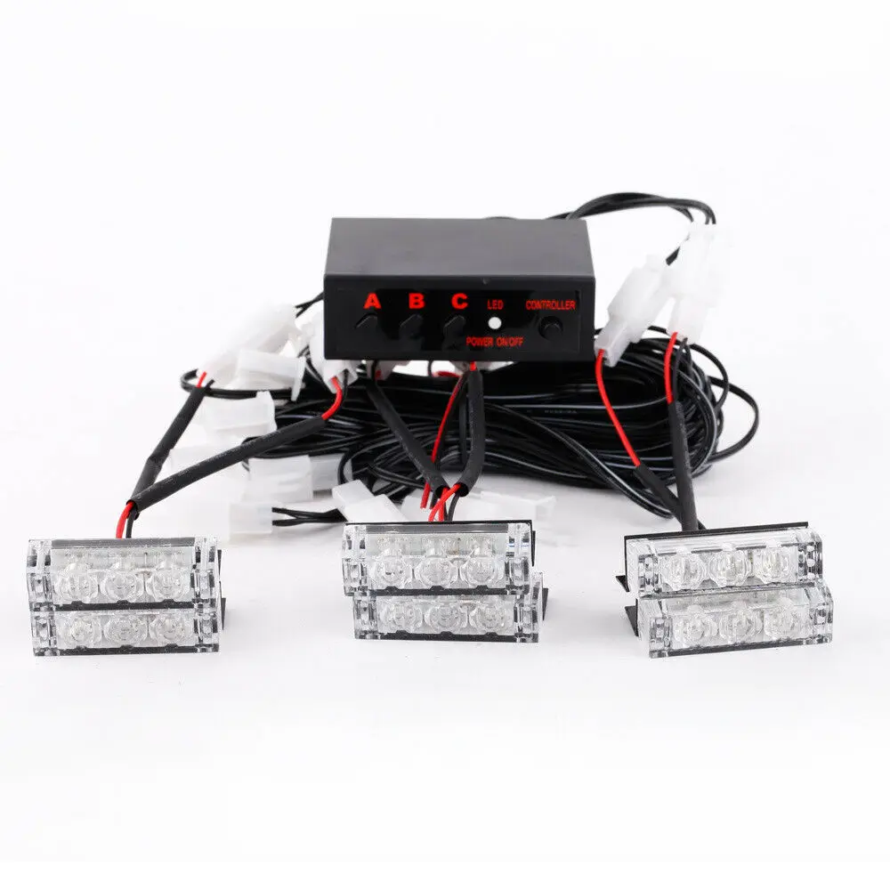 

DC 12V Strobe Lights 3W For Cars White Emergency Vehicle For Front Grille Deck