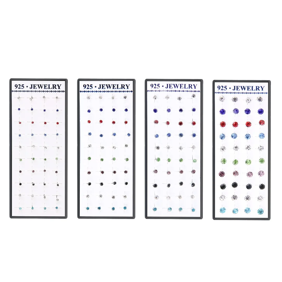 40 шт./компл. миниатюрные серьги-гвоздики Shellhard с серебряным покрытием стразы