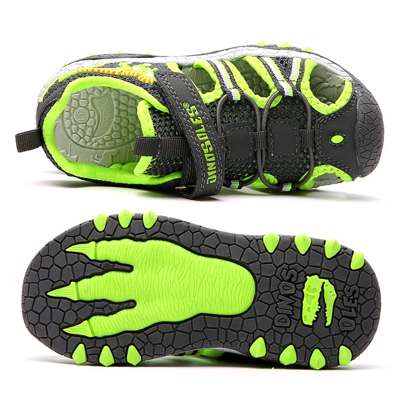 Сандалии для мальчиков пляжная обувь со светодиодной подсветкой и 3d динозавром