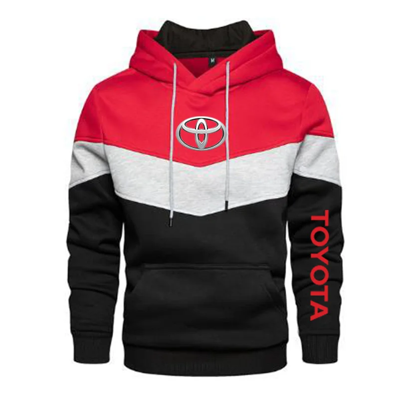

2021 New Men's Toyota Logo Spring and Autumn Round Neck Casual Pullover Long Sleeve Patchwork Hoodie 5 Colors S-5XL