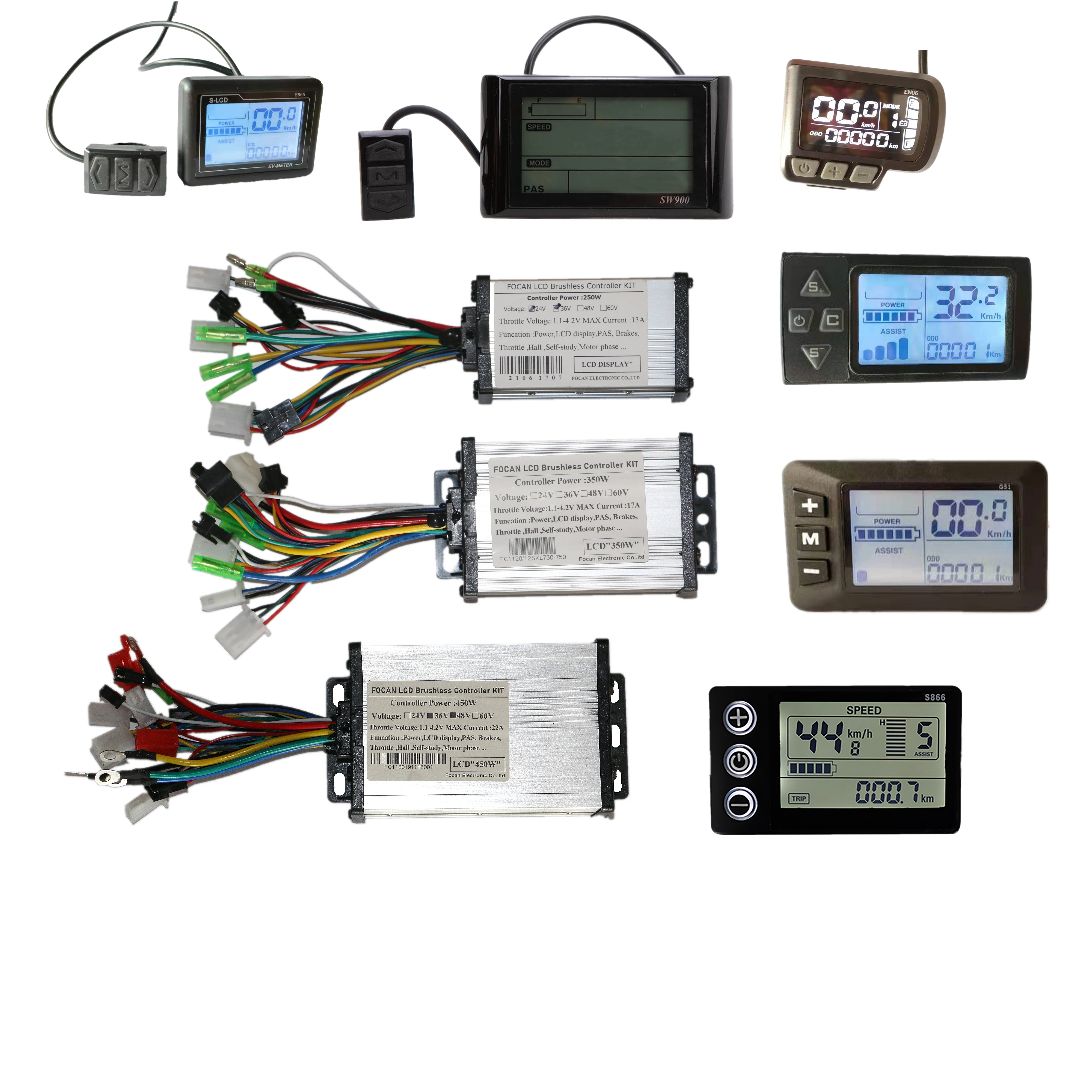 Купи 24V 36V 48V 250W 350W E-scooter Bicycle Brushless controller speed controller with S861 EN06 S865 G51 S866 SW900 LCD Display за 1,403 рублей в магазине AliExpress