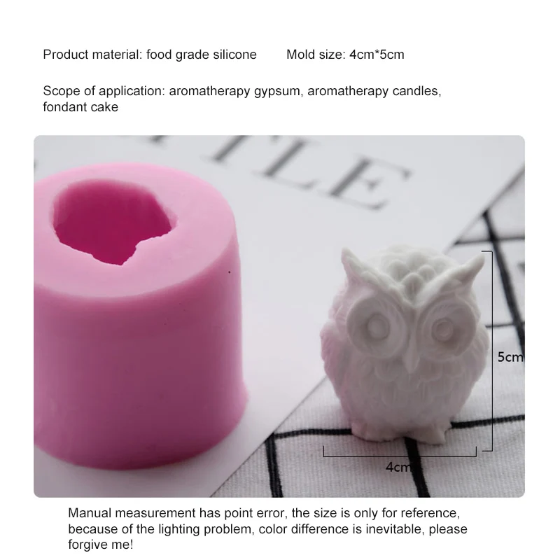 3D Сова ароматическая форма для свечей силиконовая торта съедобная безопасная