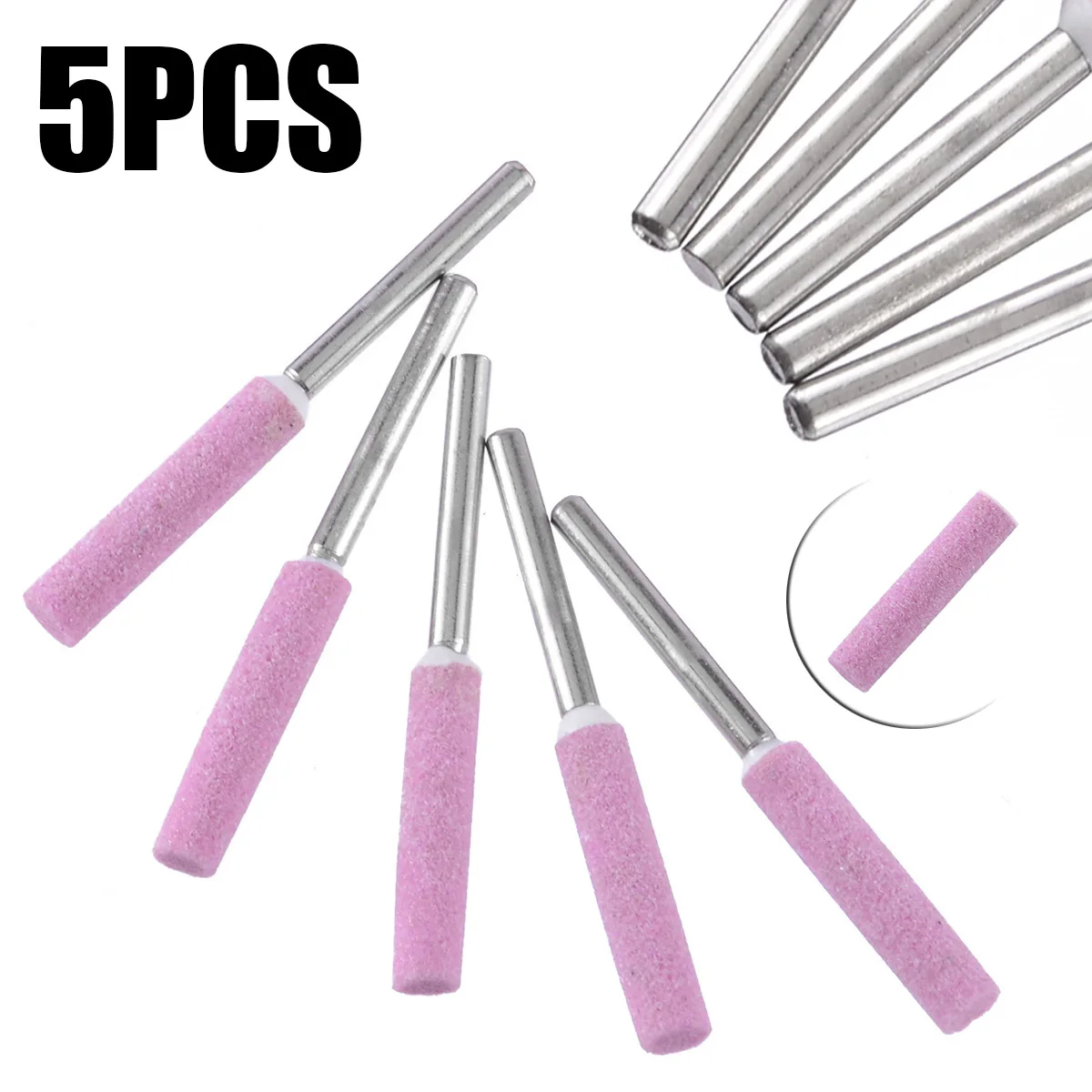 

5Pcs 3/16" 4.8mm Plain Cylindrical Chainsaw Sharpener Burr Chain Saw Grinding Stone File Abrasive Tools