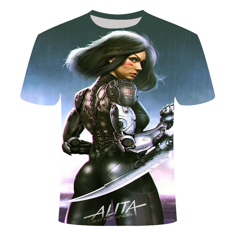 2020 новая модель Мужская одежда футболка 3D анимация боевой Ангел Алита футбольная