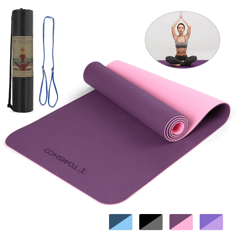 

72x24 in Portable Double Dual-color Yoga Mat Thicken Sports Mat Anti-slip Exercise Mat for Fitness Workouts Carrying Strap
