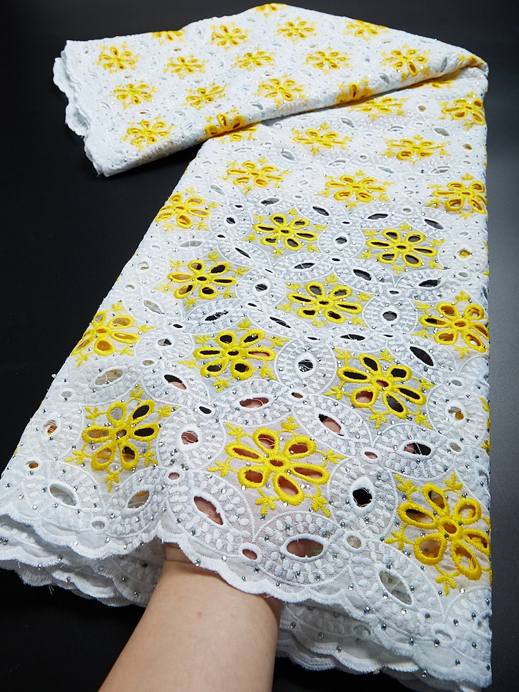 

100% Cotton AfricanLace Fabric 2021 High Quality Swiss Voile In Switzerland Lace Fabric Dry Nigerian Lace Fabric For Party Dress
