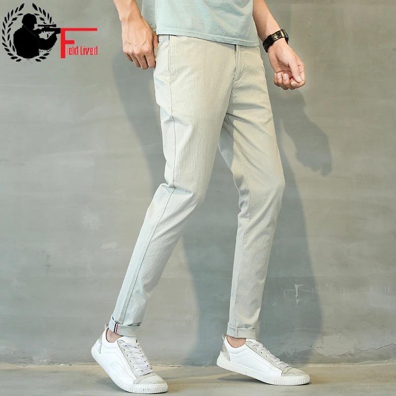 

Linen Pants Mens Lightweight Summer Slim Fit Stretch Men Clothes 2021 Korean Street Style Fashion Casual Skinny Trousers Male 38