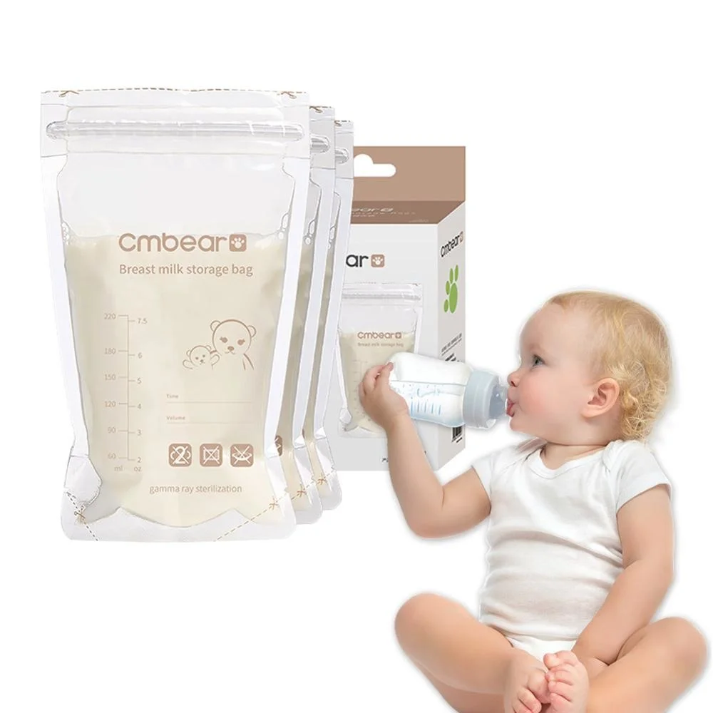 

50pcs 220ml Breast Milk Storage Bags Disposable Baby Liquid Food Fresh Sealed Bagrtable Infant Feeding Pouchs Paages