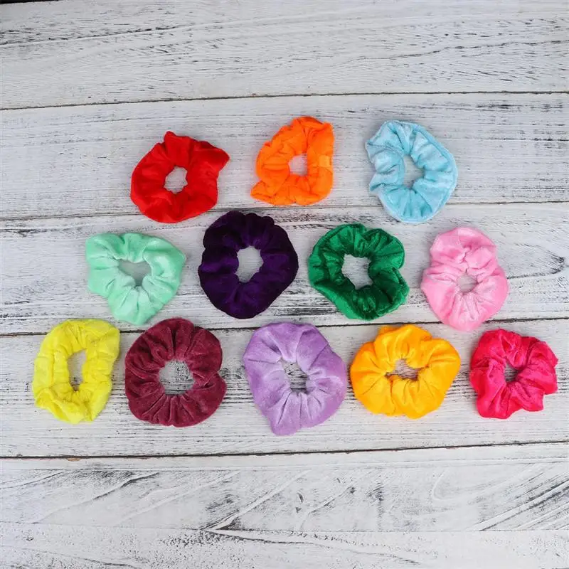 

12Pcs Flannelette Hair Rings Women Hair Ties Decorative Hair Ropes Girls Headdress Hair Accessories Mixed Color