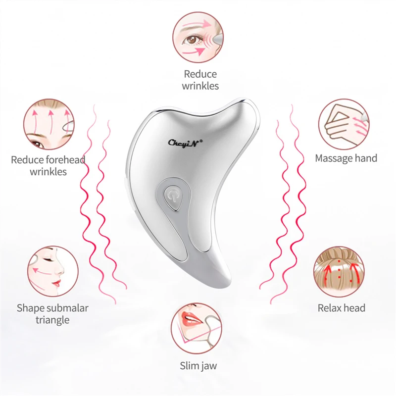 Электрический массажер для лица и шеи микротоковый пластина гуаша тепловая