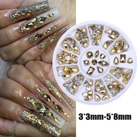 3d gold nail rhinestones for nails glitter stones double sided small irregular beads diy nail art decorations wheel accessories