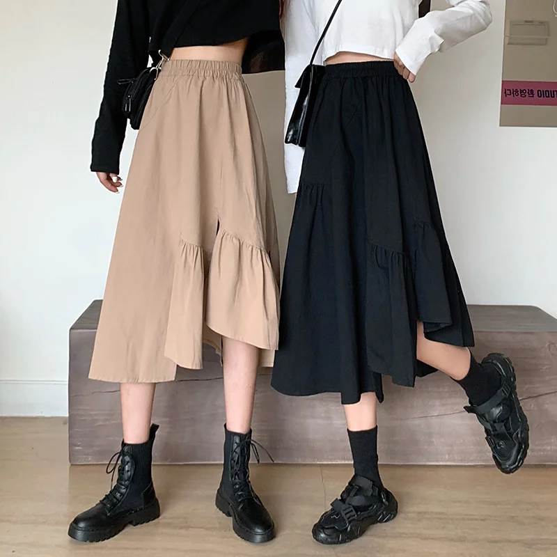 Асимметричный дизайн юбки для женщин 2021 новая свободная и стройнящая