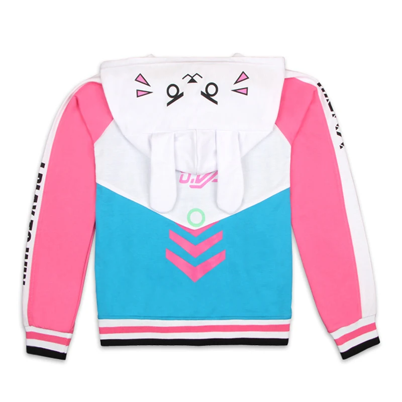 Толстовка OW D.va DVA осенне-зимняя толстовка с капюшоном на молнии кроличьими ушками