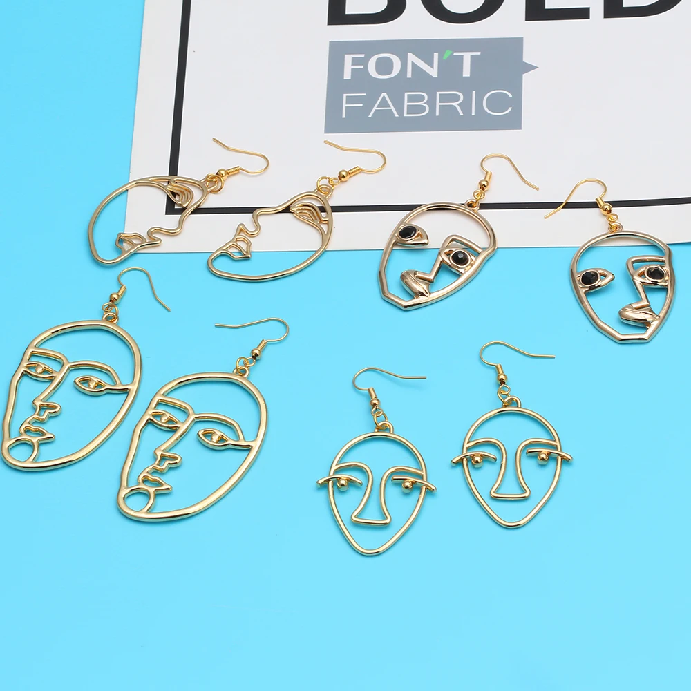 Женские абстрактные серьги MEIBEADS модные с изображением человеческого лица 1