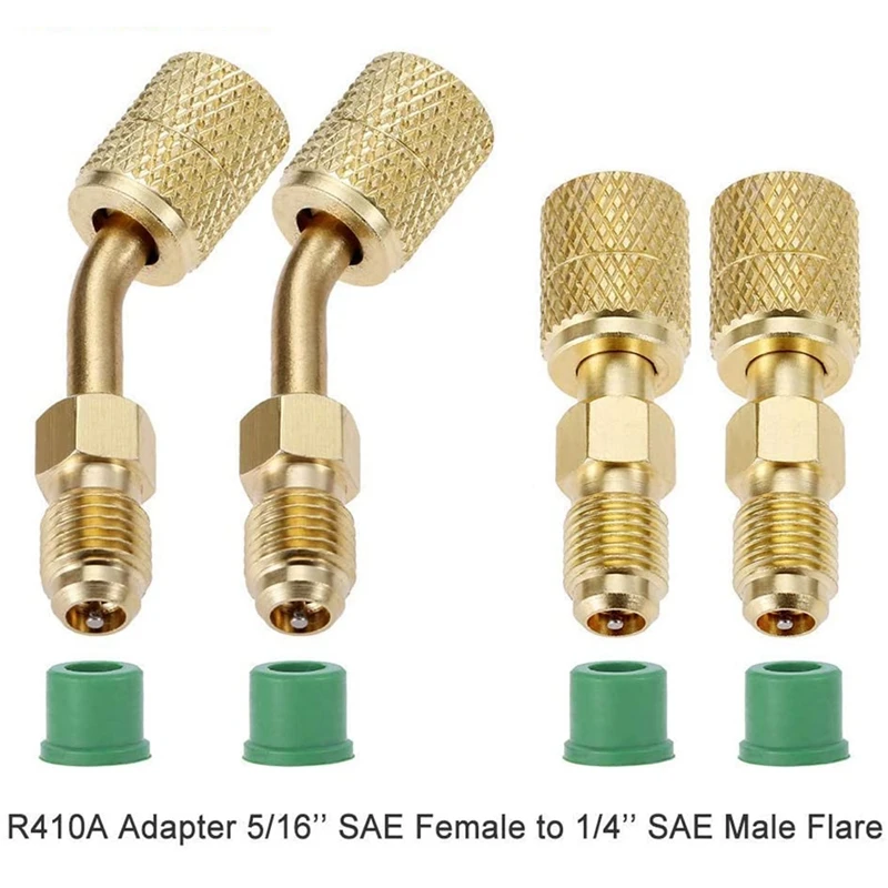 

R410A Adapter for Mini Split System, 5/16 Female 1/4 Male Flare, Valve Core Remover for HVAC Refrigeration Service