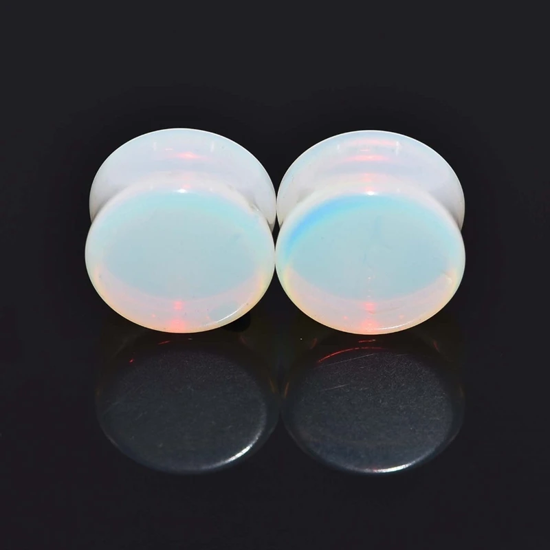 1 пара полудрагоценный Опалит белый камень круглые двойные вспышки ушные пробки