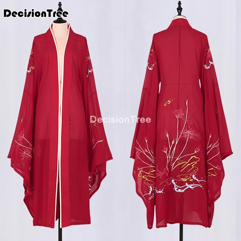 2021 hanfu coat chinese crane print traditional ancient han tang dynasty red cloak female cosplay cardigan |