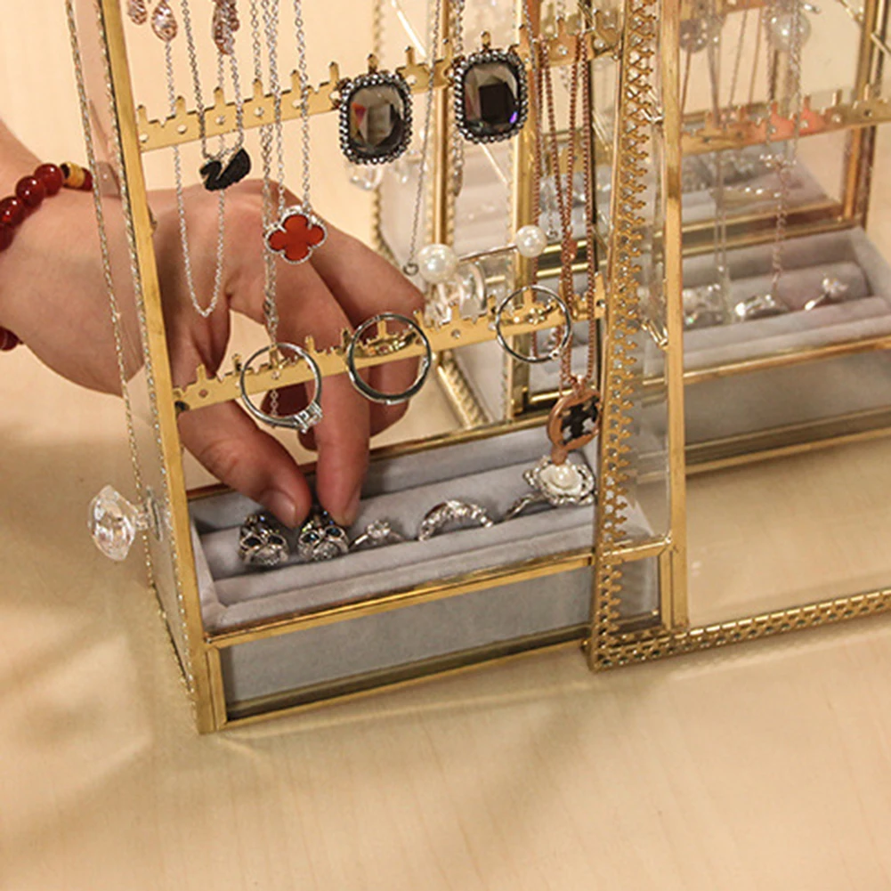 Шкатулка для хранения ювелирных изделий подвесной органайзер ожерелья чехол с